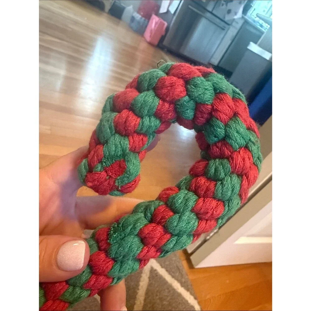 Christmas Candy Cane Rope Dog Toy